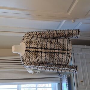 Lafayette 148 Womens Tweed Fringe Blazer Jacket Zipper Wool Size‎ 10